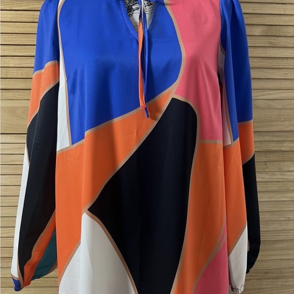 Never Fully Dressed Blue Pink Long Sleeve Maxi Dress Sundress - US 8 / UK 12 - Picture 7 of 7